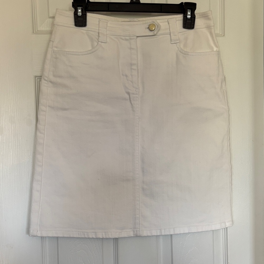 Talbots White Denim A-Line Skirt